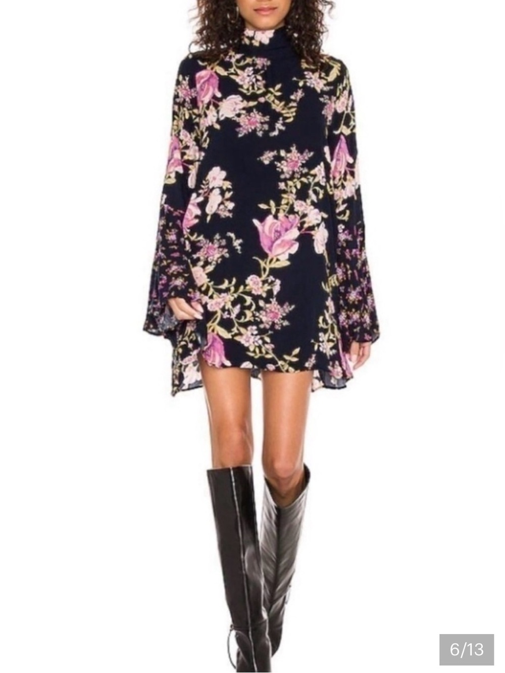 FREE PEOPLE Tate Tunic in Midnight Combo floral print - Small